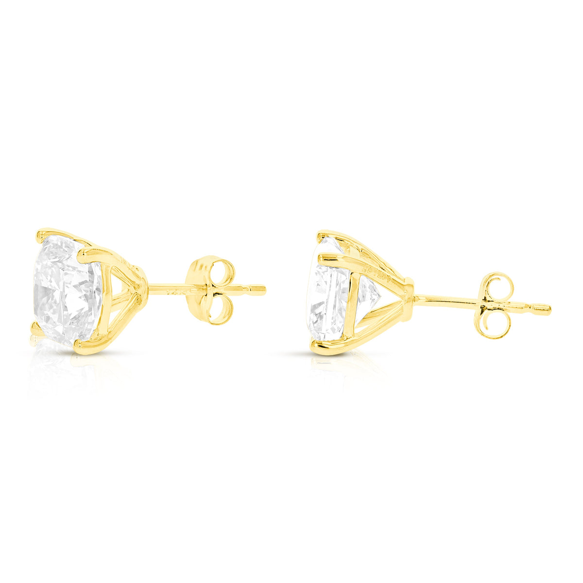 4 cttw Cushion Lab Grown Diamond Stud Earrings in 14K Gold With Push Backs For Women