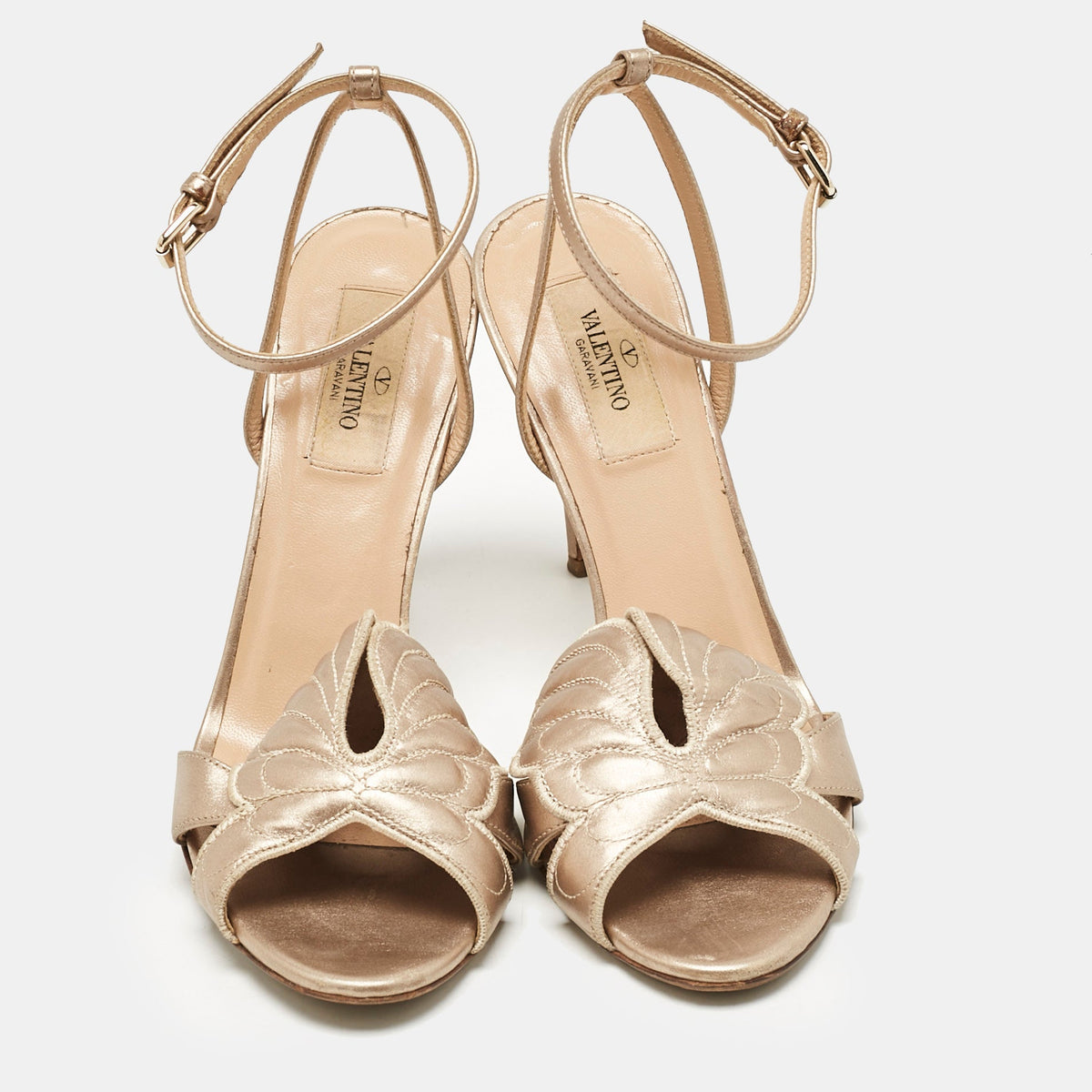 Valentino Gold  Leather Angelicouture Ankle Strap Sandals Size 37
