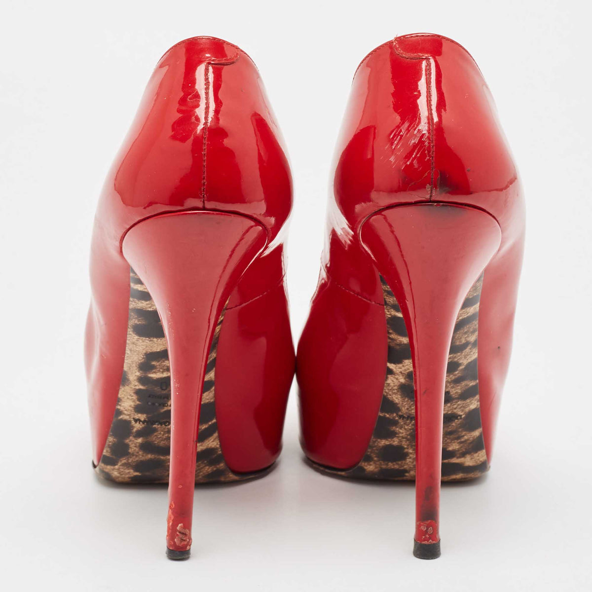 Dolce & Gabbana Red Patent Leather Peep Toe Platform Pumps Size 40