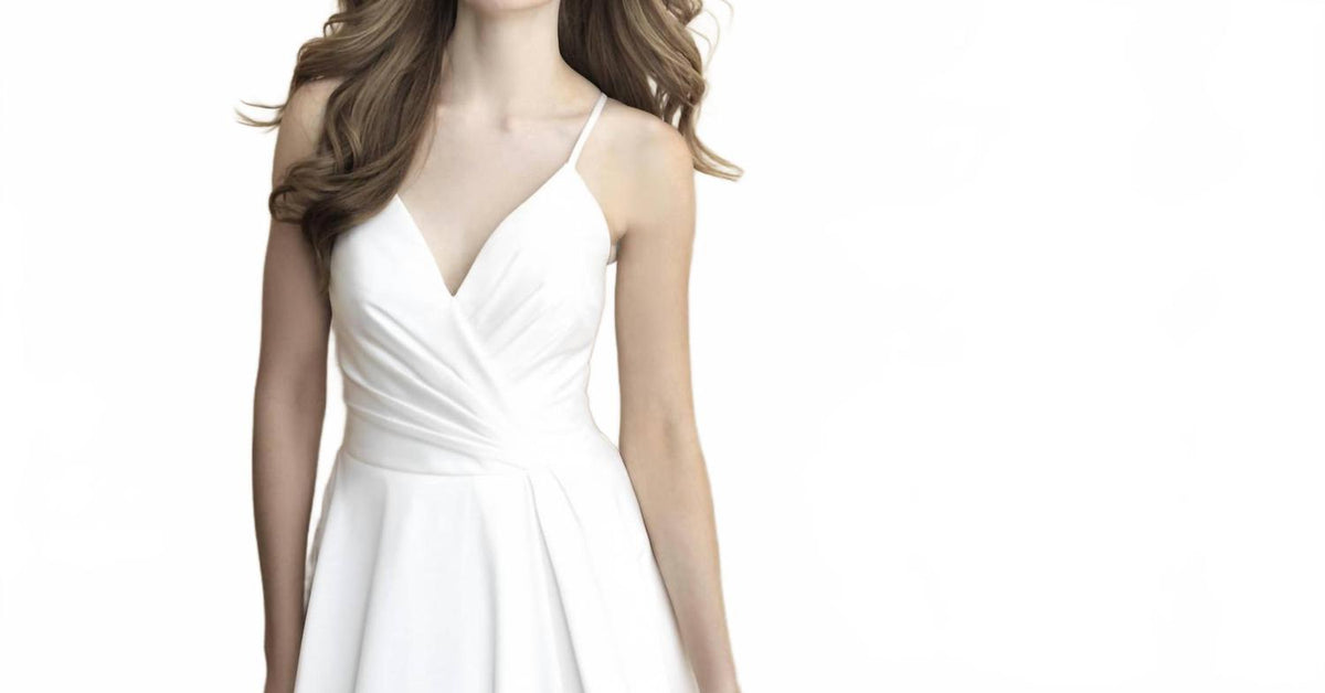V-Neck Wedding Gown In Ivory