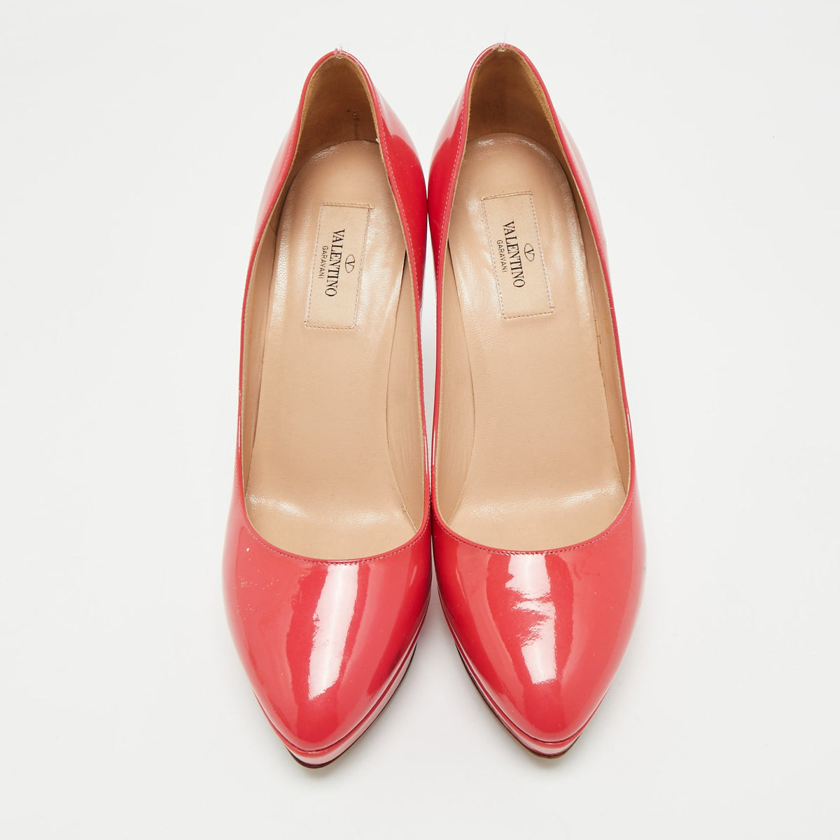 Valentino Coral Pink Patent Leather Platform Pumps Size 39