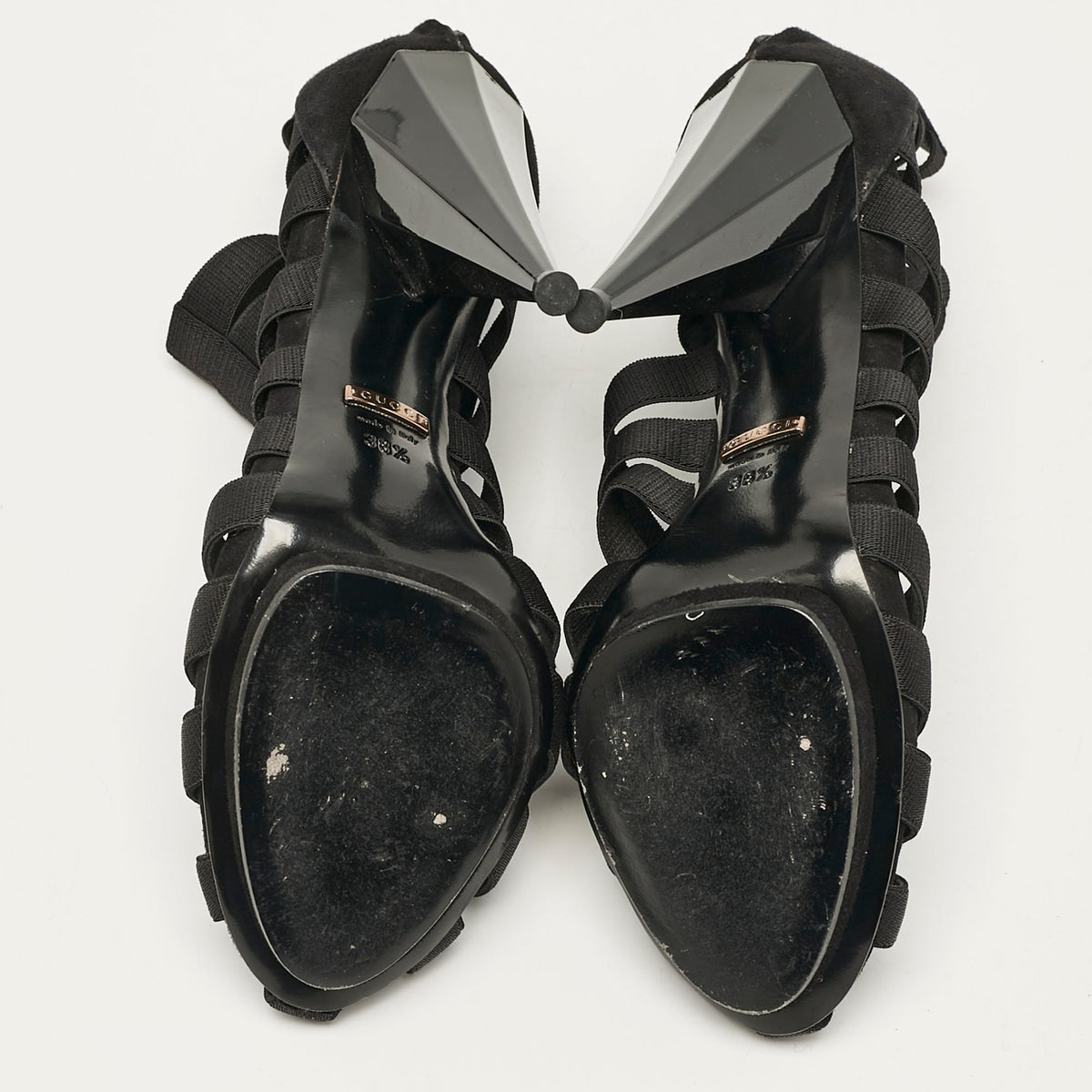 Gucci Black Elastic and Suede Strappy Ankle Booties Size 38.5