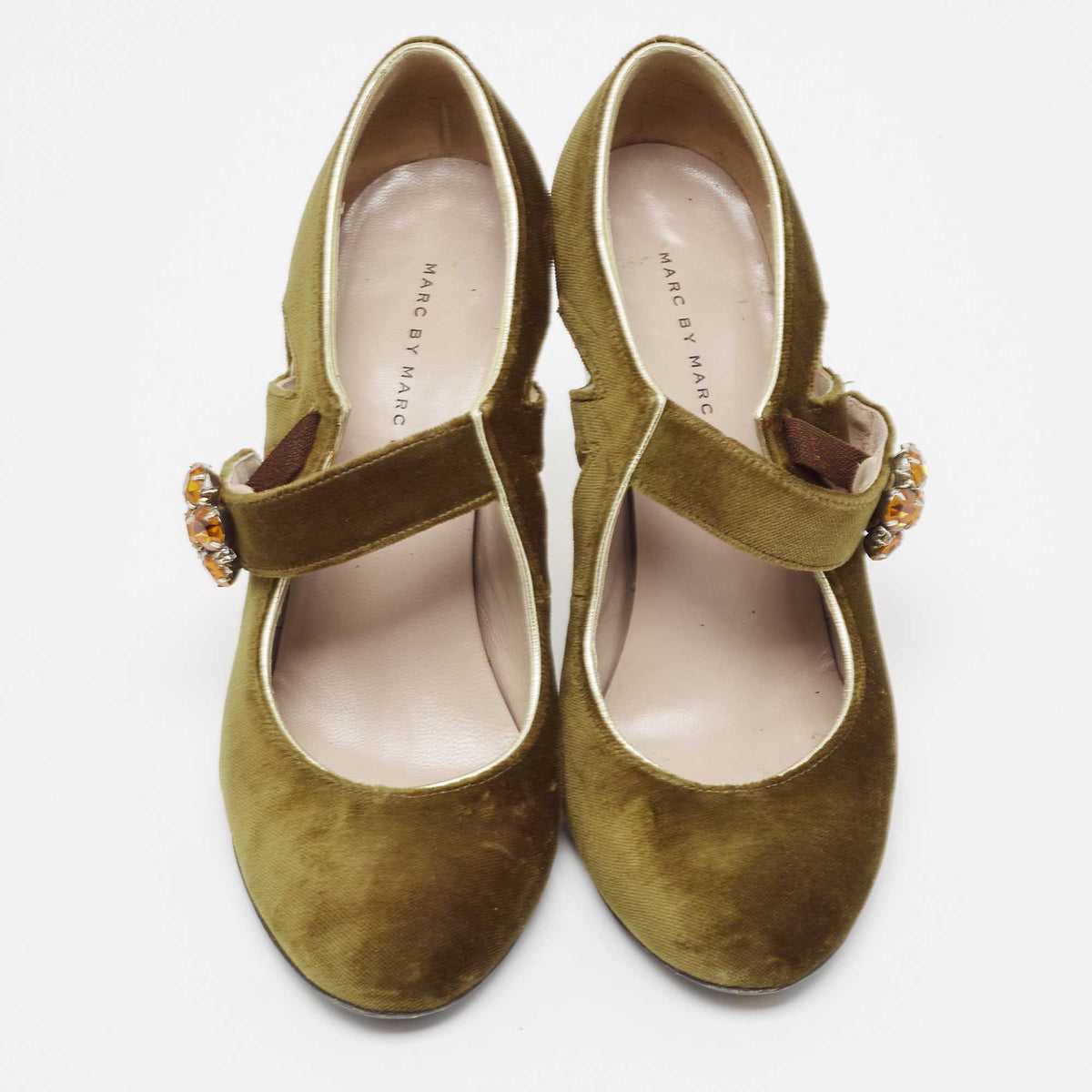 Marc by Marc Jacobs Olive Green Suede Mary Jane Pumps Size 37