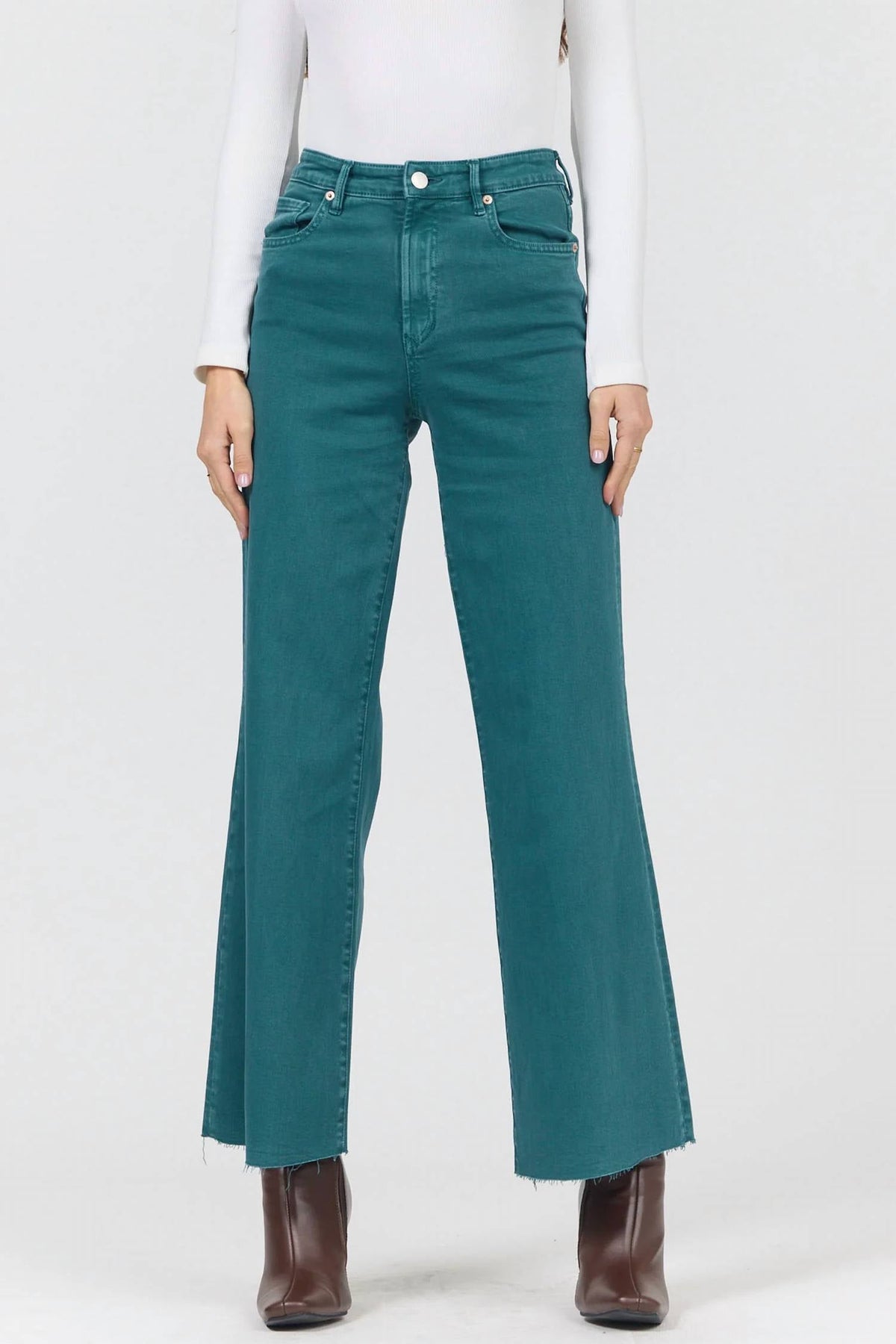 Iona High-Rise Wide-Leg Jeans In Mediterranea