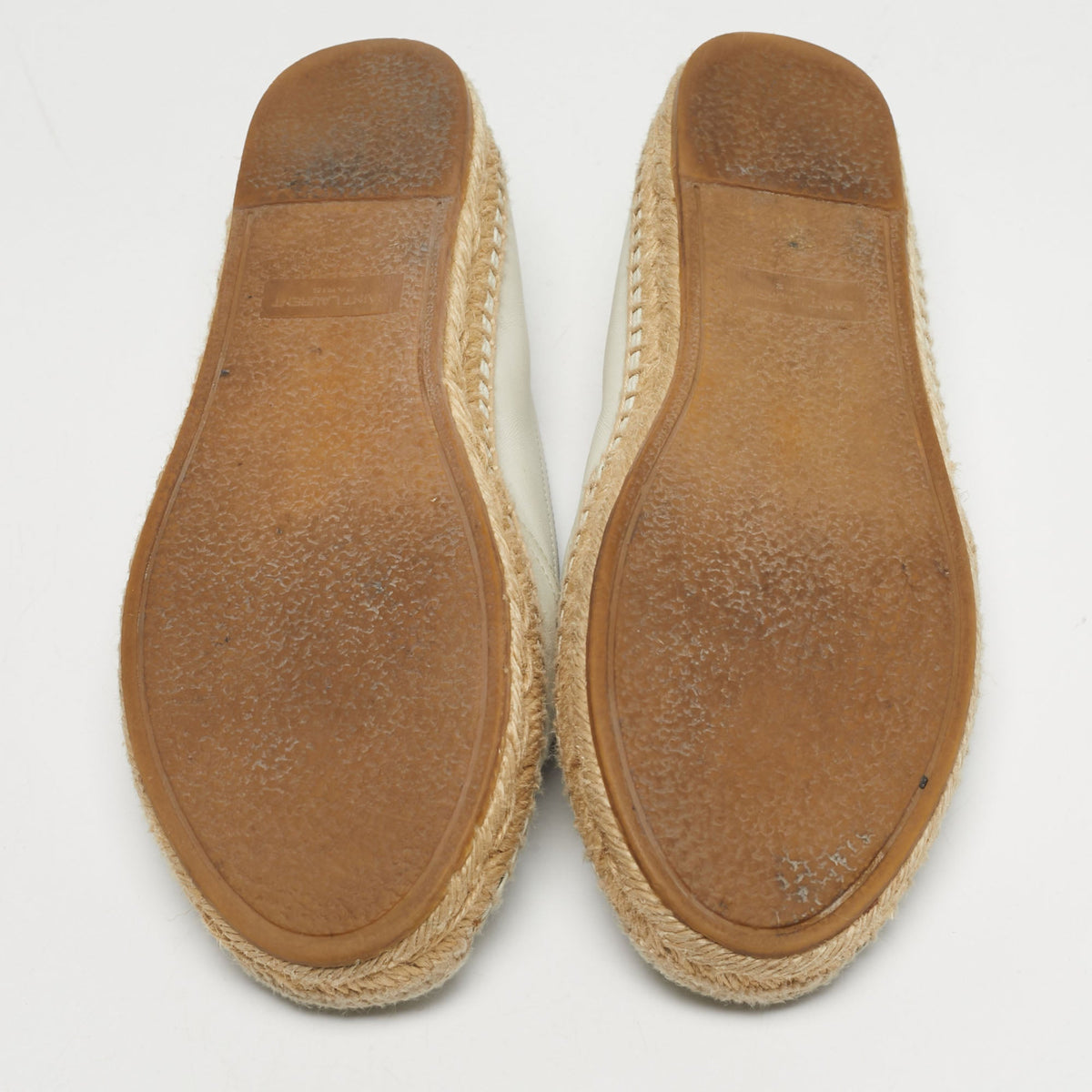 Saint Laurent Cassandre Size 37 White Leather Espadrille Flats