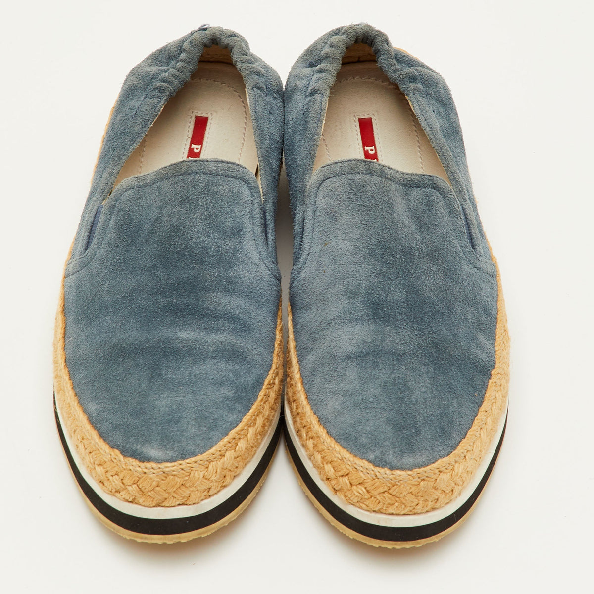 Prada Sport Size 35.5 Blue Suede Slip On Espadrille Flats