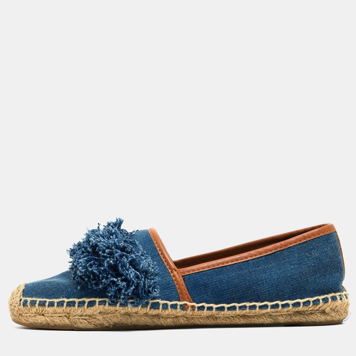 Tory Burch Blue Denim Shaw Espadrille Flats Size 38