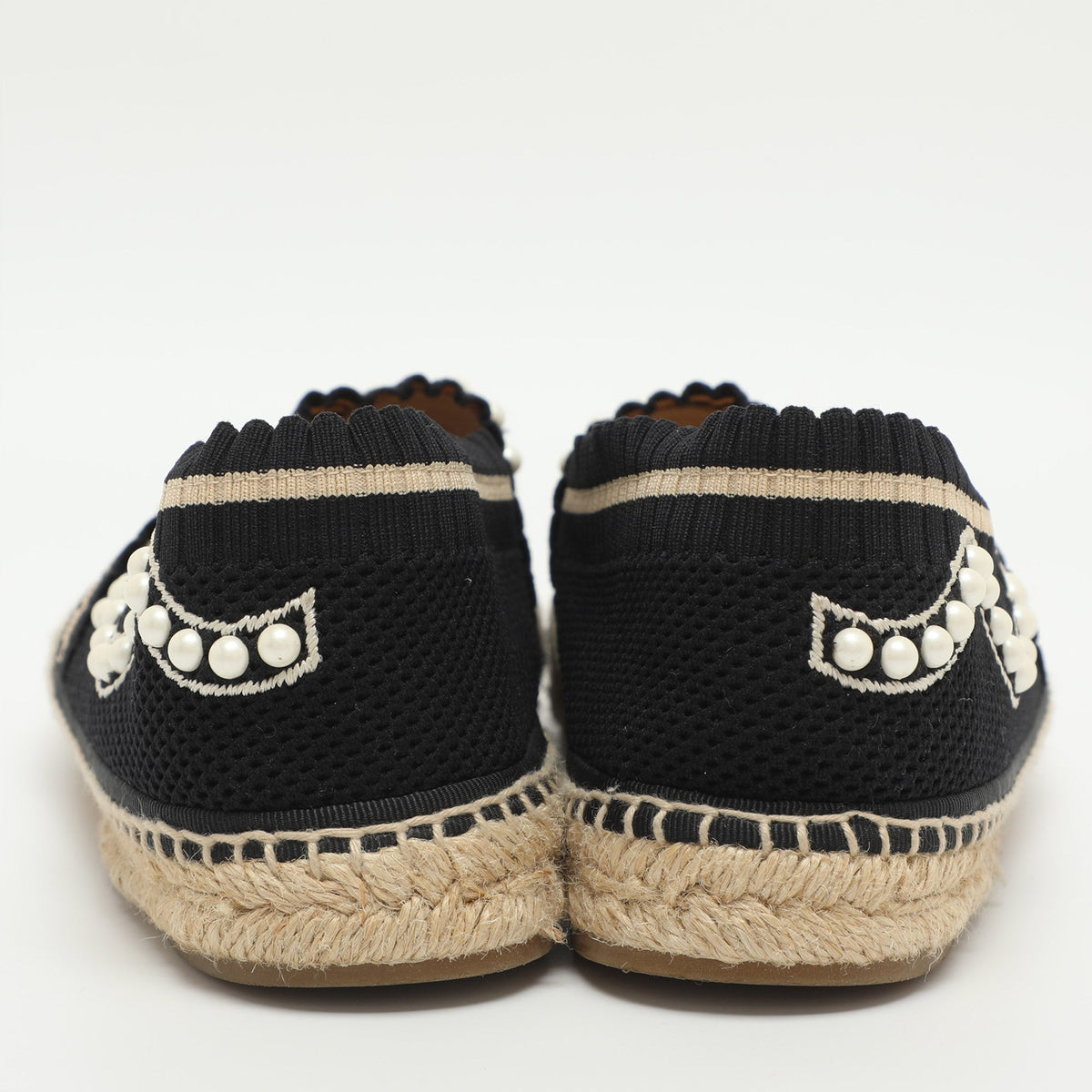 Fendi Size 37 Black Fabric Espadrille Flats