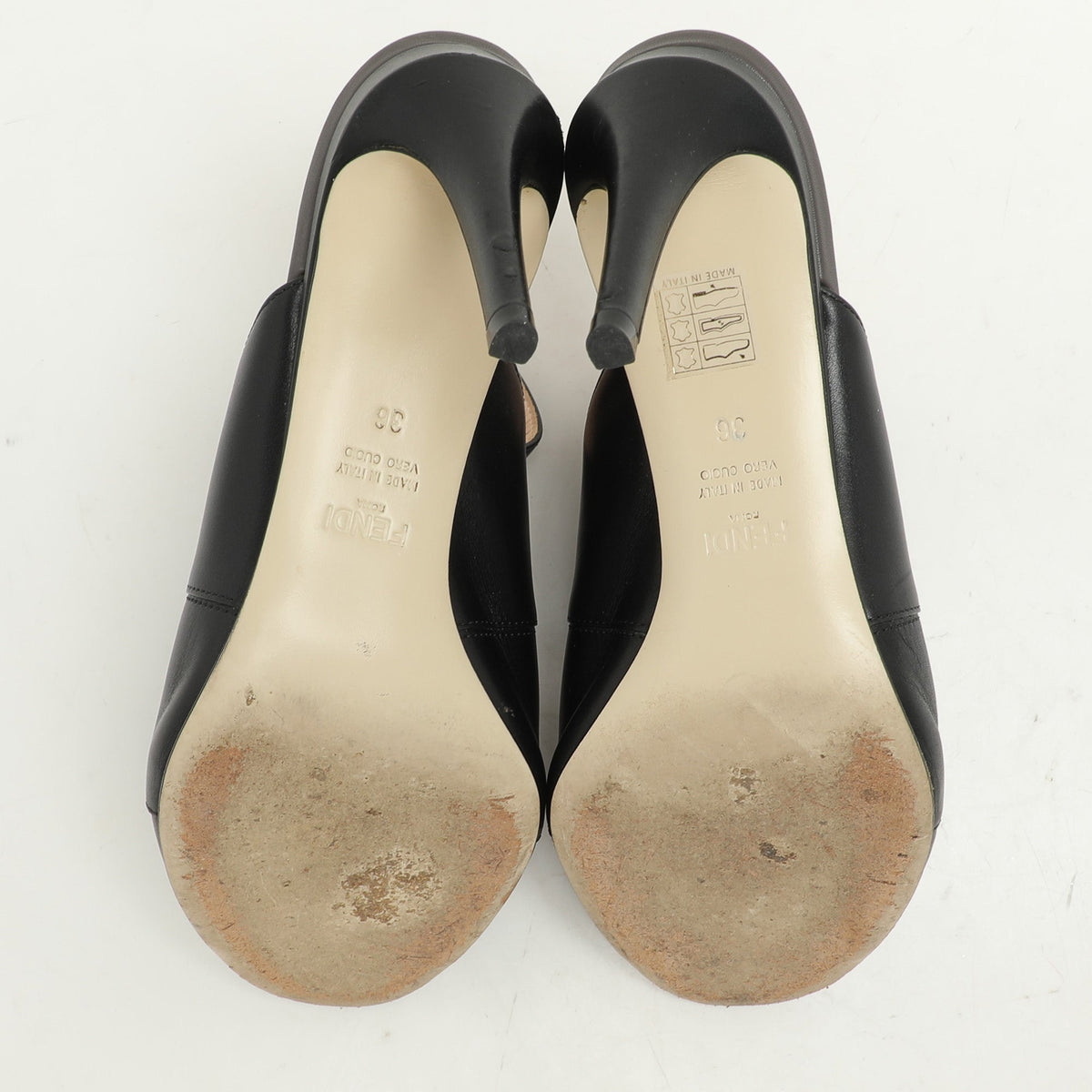 Fendi Black/Grey Leather Flowerland Slide Sandals Size 36