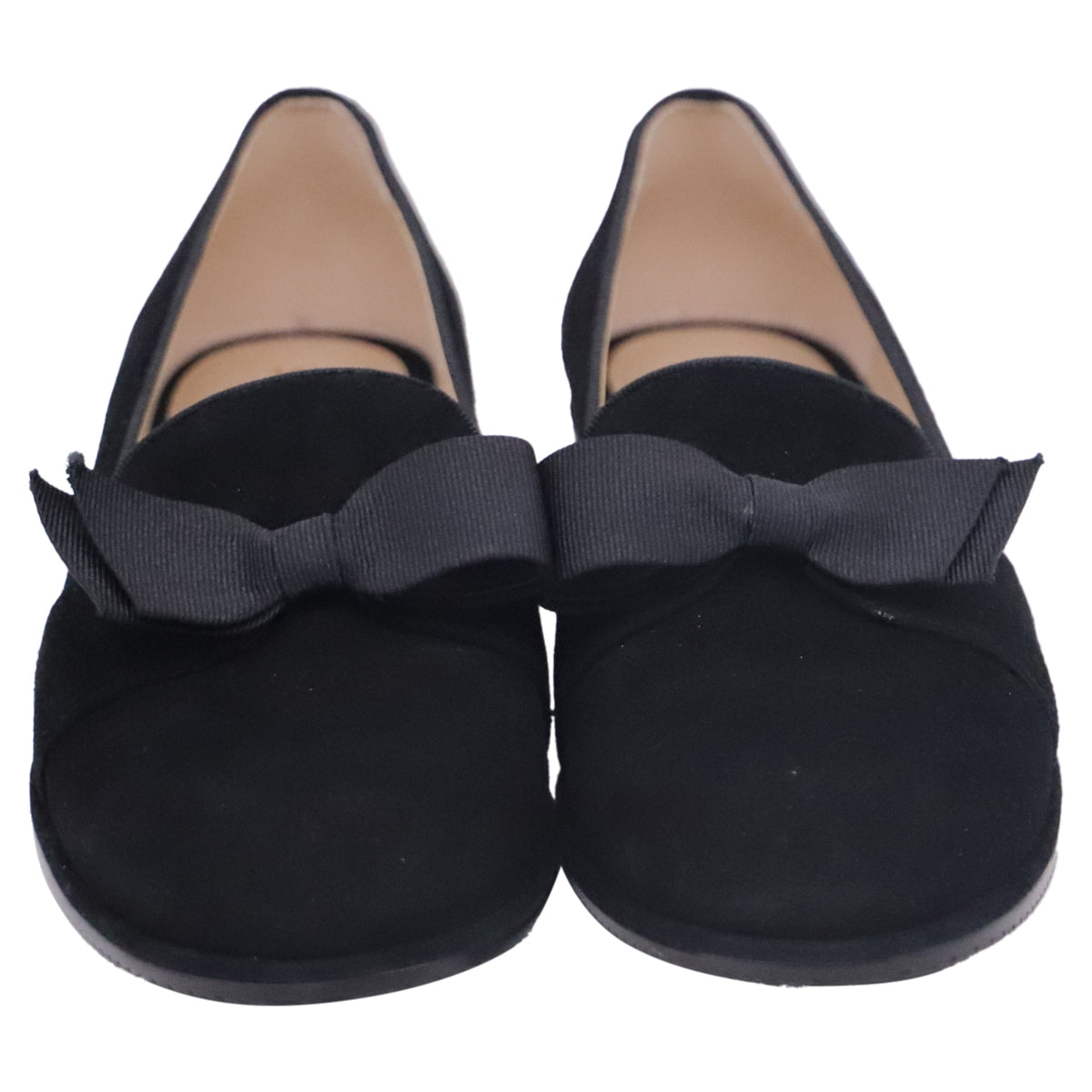 Stuart Weitzman Keegan Bow Flat Loafers in Black Suede