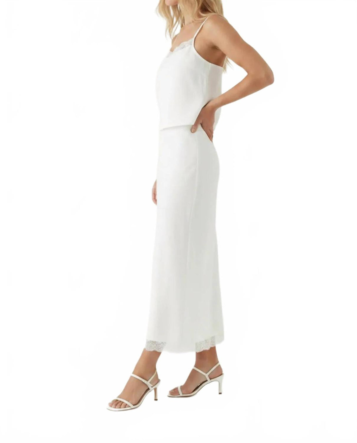 Everly Lace Trim Top In White