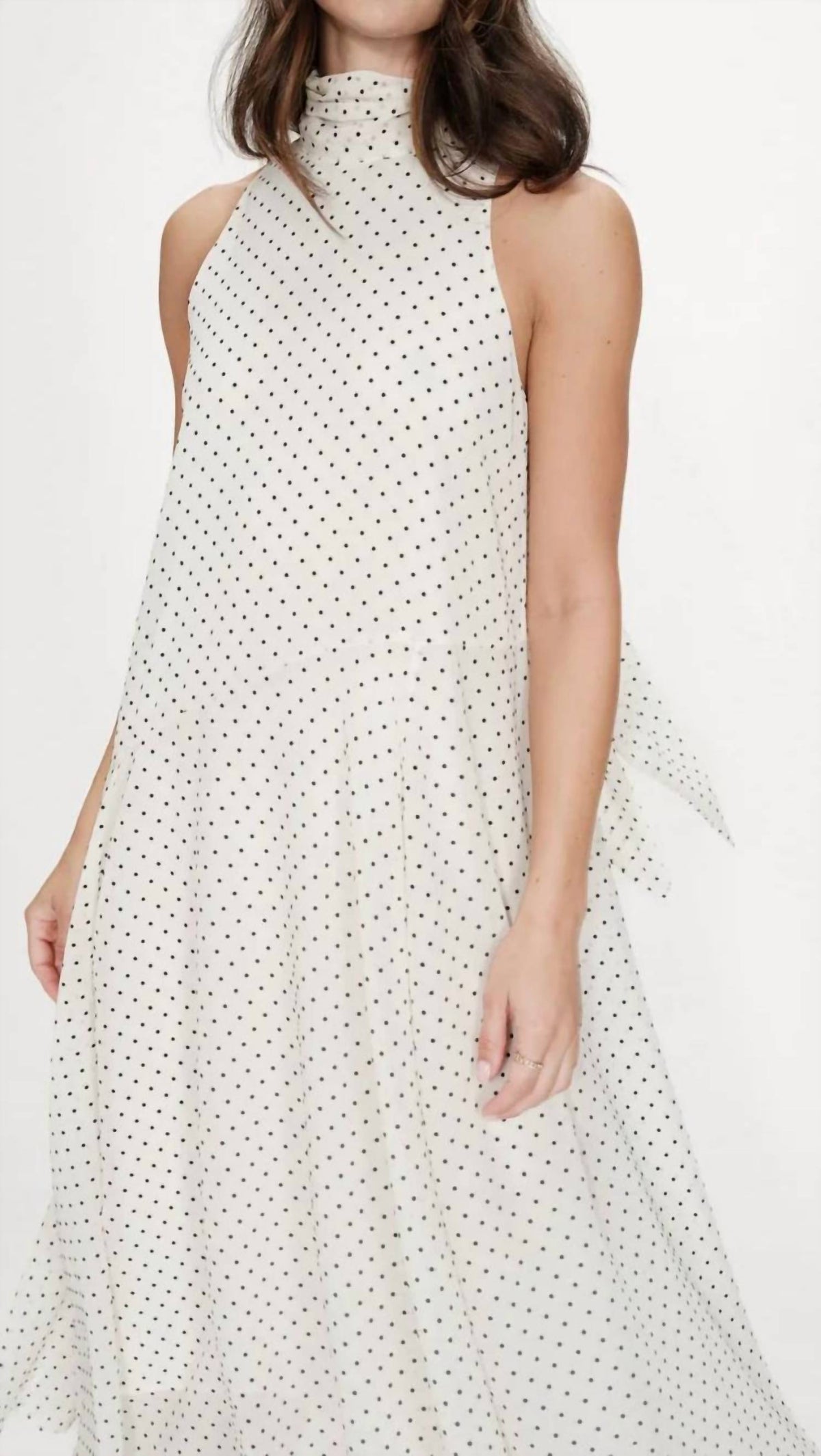 Polka Dot Flowing Maxi Dress In Ivoire