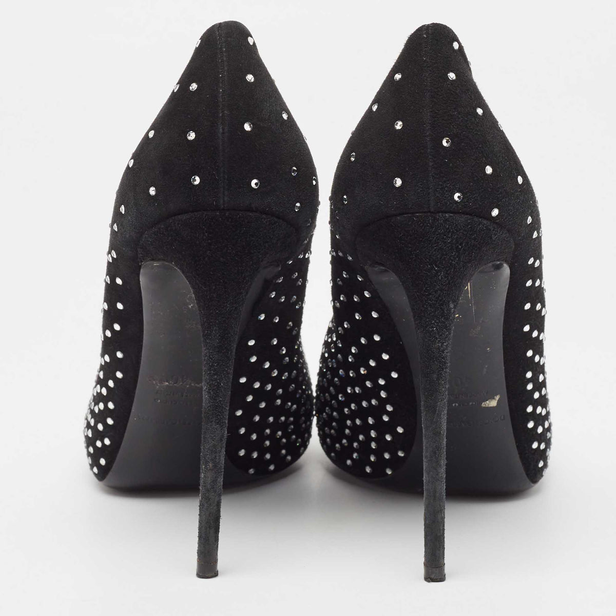 Dolce & Gabbana Black Suede Crystal Embellished Pumps Size 40