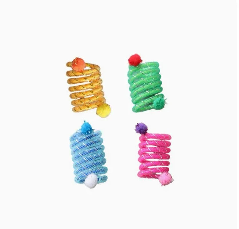 Interactive Colorful Spring Cat Toy - Bite-Resistant Elastic Wool Ball Teaser for Cats - Random Color