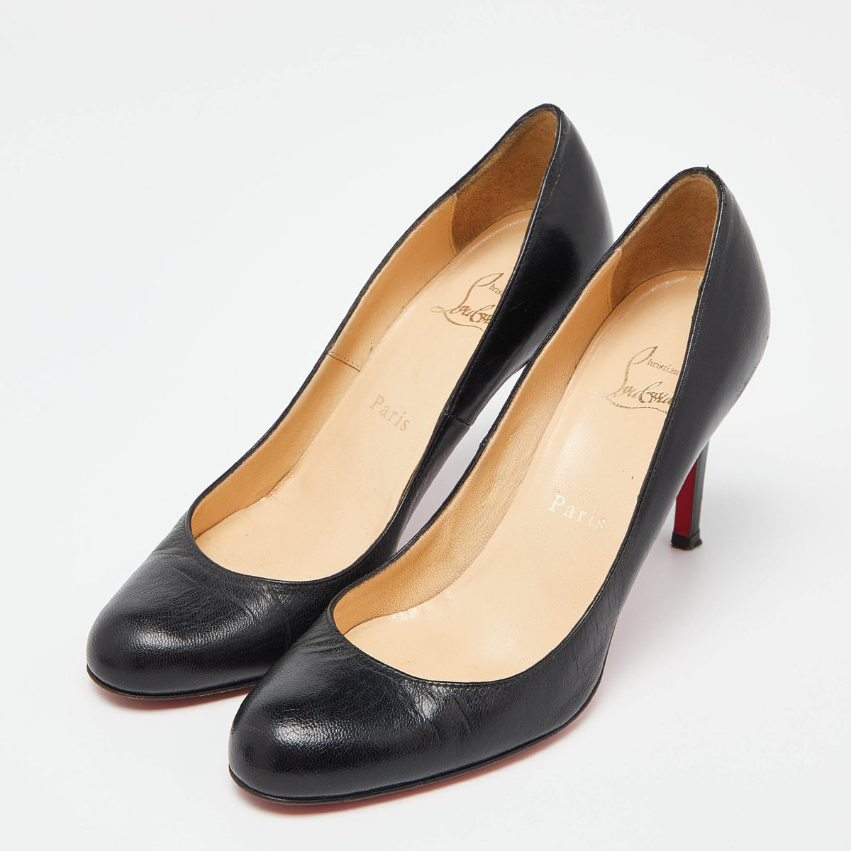 Christian Louboutin New Simple Size 36.5 Black Leather Platform Pumps