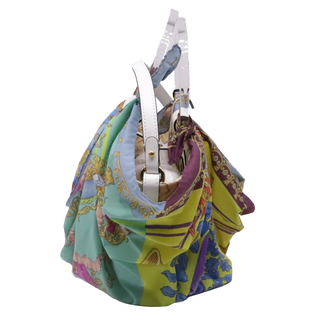 Versace Woven Scarf La Medusa Handle Bag in Multicolor Raffia
