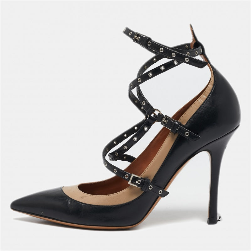 Valentino Black/Beige Leather Love Latch Pumps Size 37