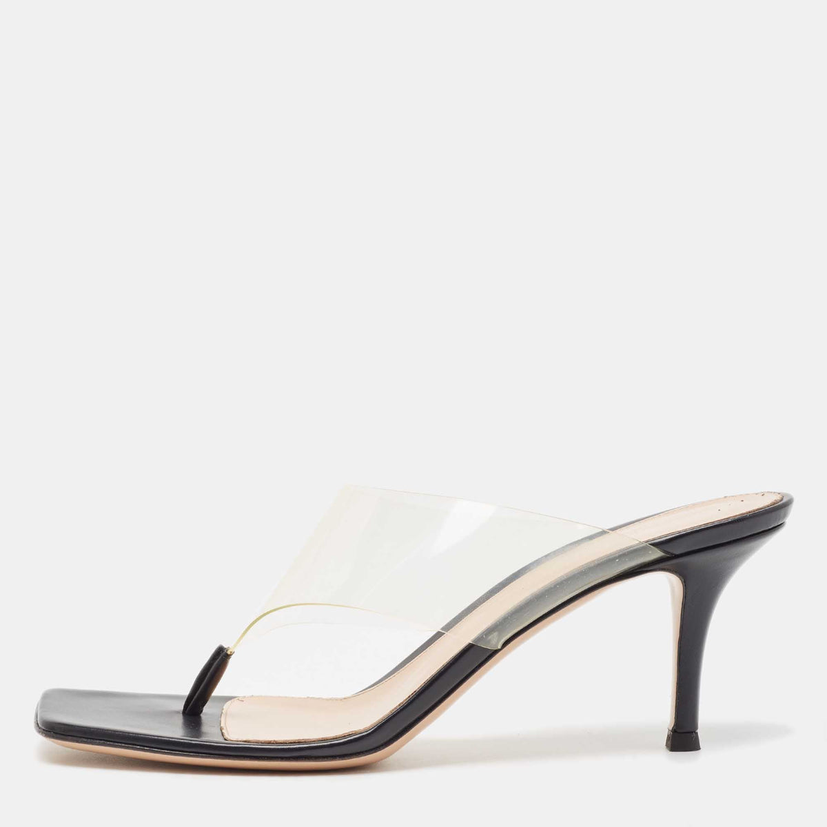 Gianvito Rossi Size 38.5 Transparent Leather and PVC Thong Sandals