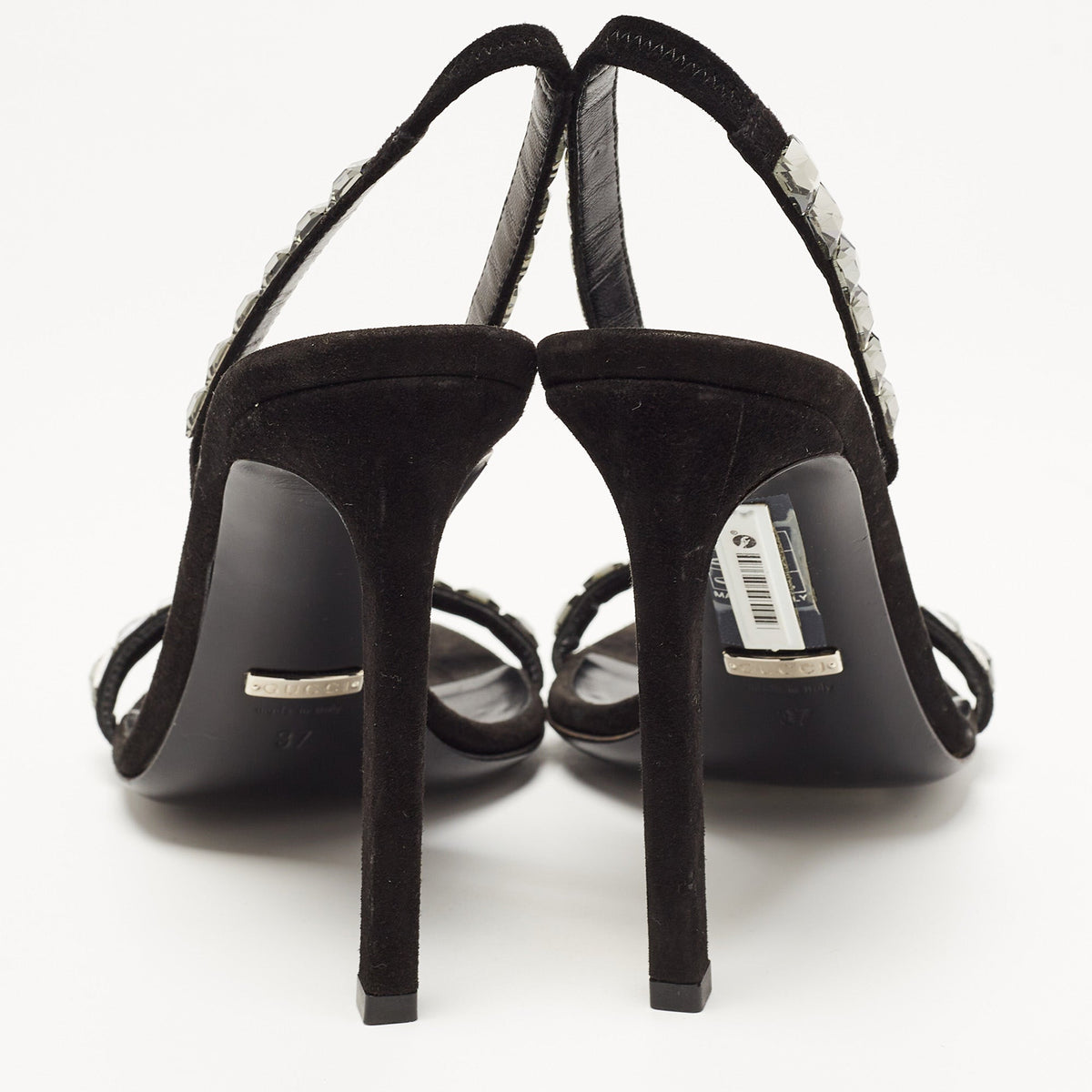 Gucci Black Suede Embellished Mallory Sandals Size 37