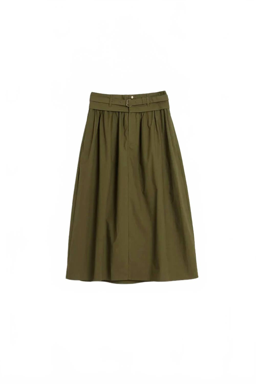 Women's Poplin Midi Skirt In Army Green