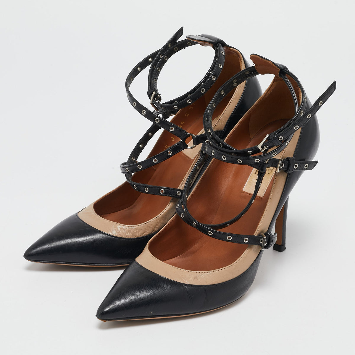 Valentino Black/Beige Leather Love Latch Pumps Size 37