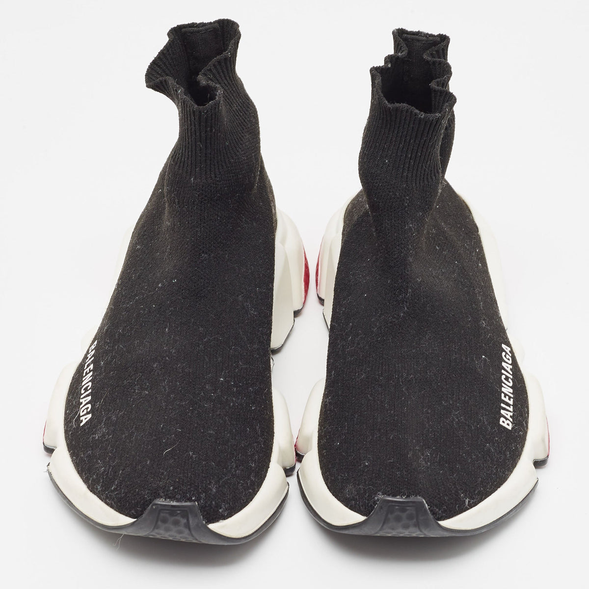 Balenciaga Black Knit Fabric Speed Trainer Sneakers Size 35