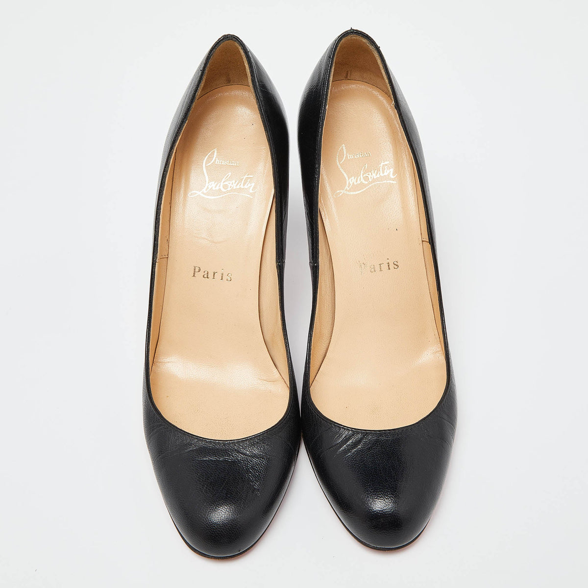 Christian Louboutin New Simple Size 36.5 Black Leather Platform Pumps