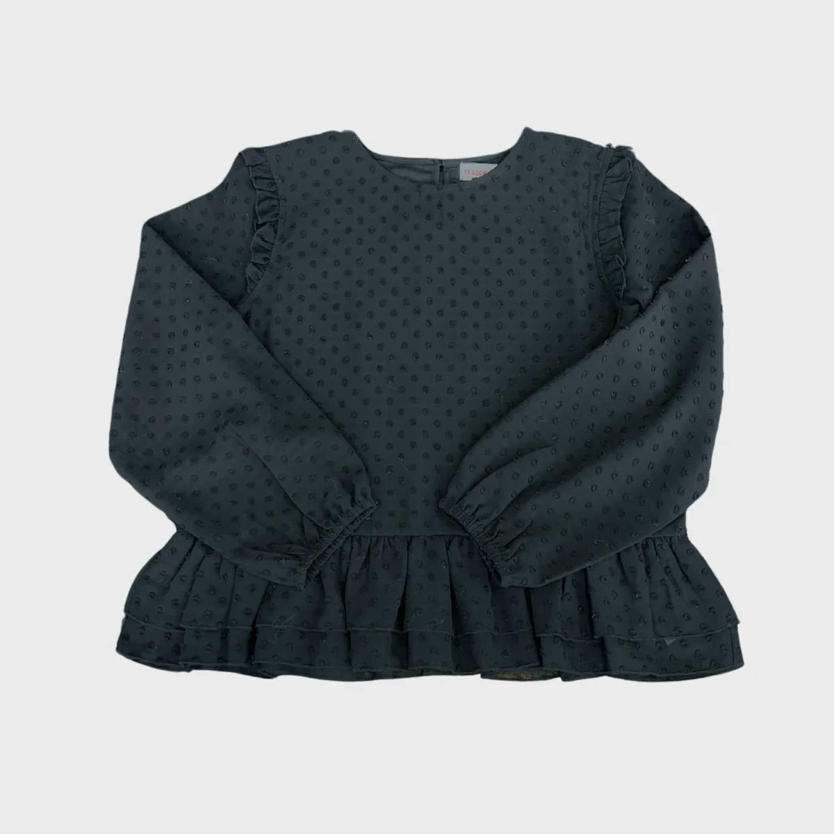 Women's 3D Dot Ruffled Bottom Top In Black