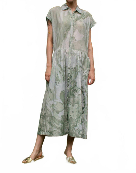 Bex Midi Dress In Olive Marble