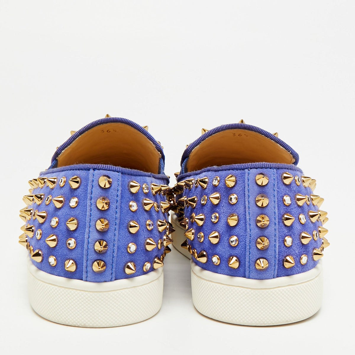 Christian Louboutin Roller Boat Size 36.5 Blue Suede Slip On Sneakers