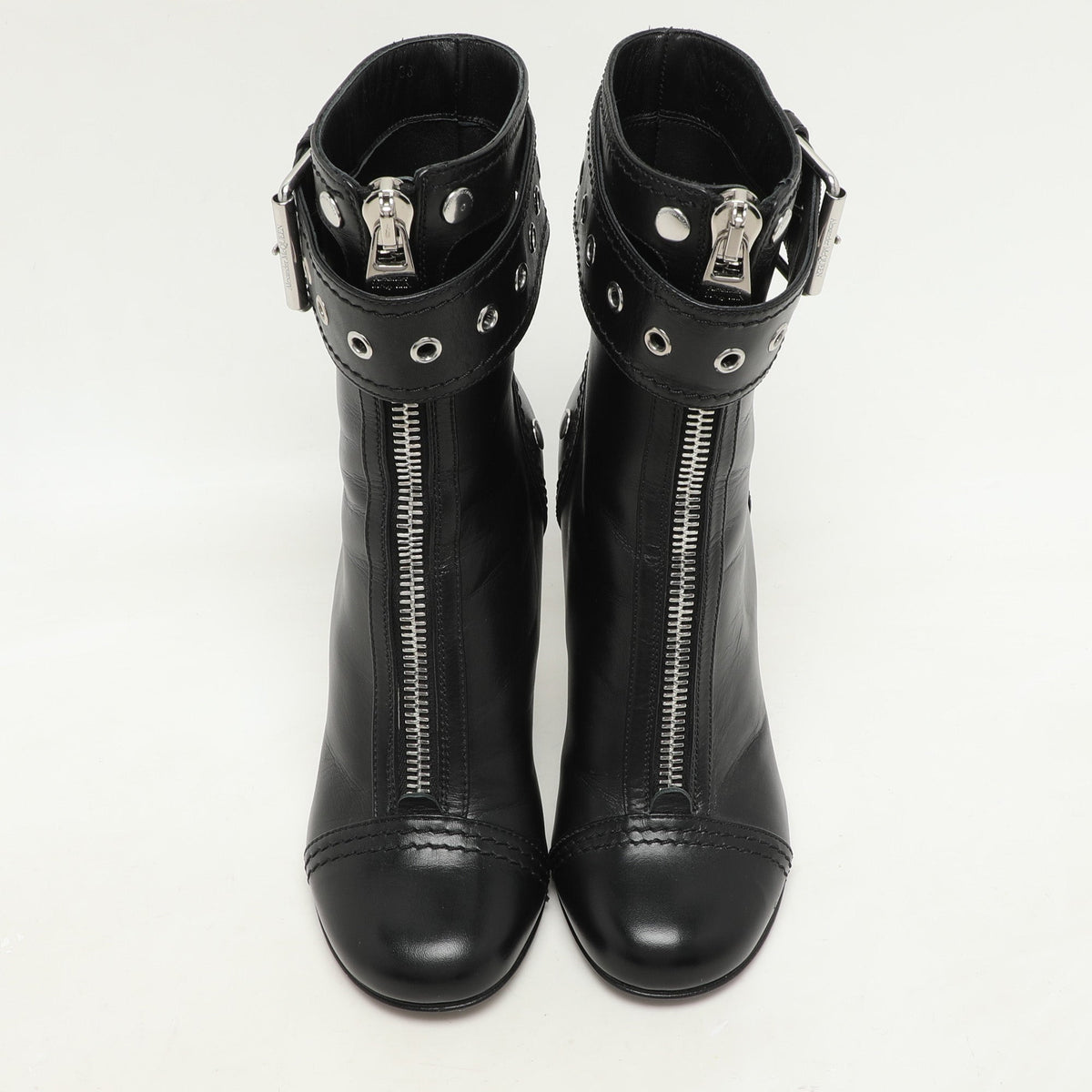 Alexander McQueen Black Leather Ankle Length Boots Size 36