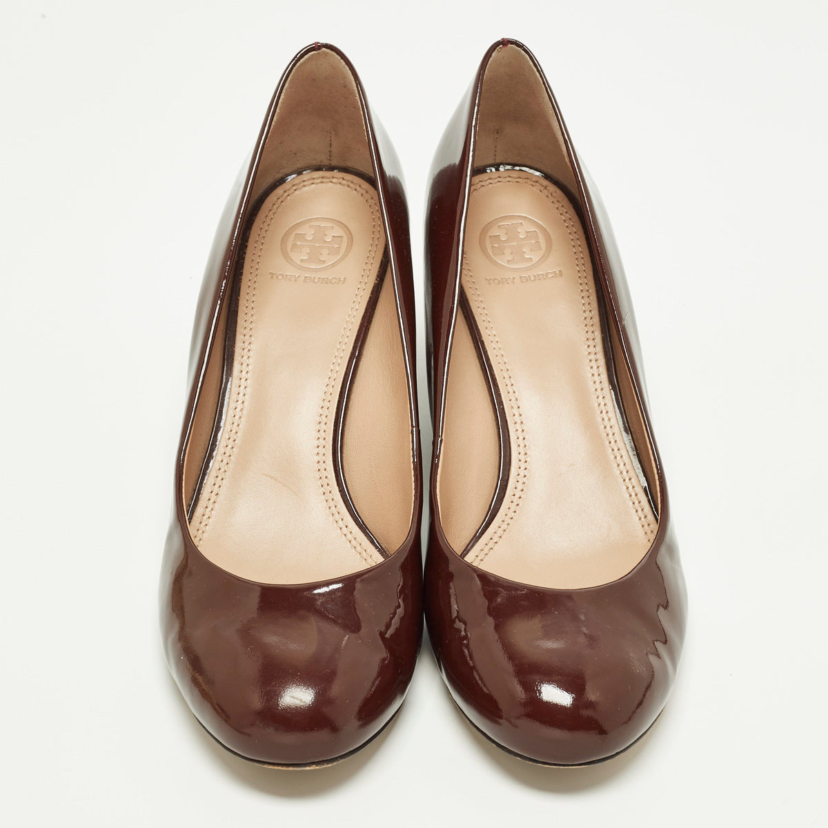 Tory Burch Size 40 Burgundy Leather Wedge Pumps