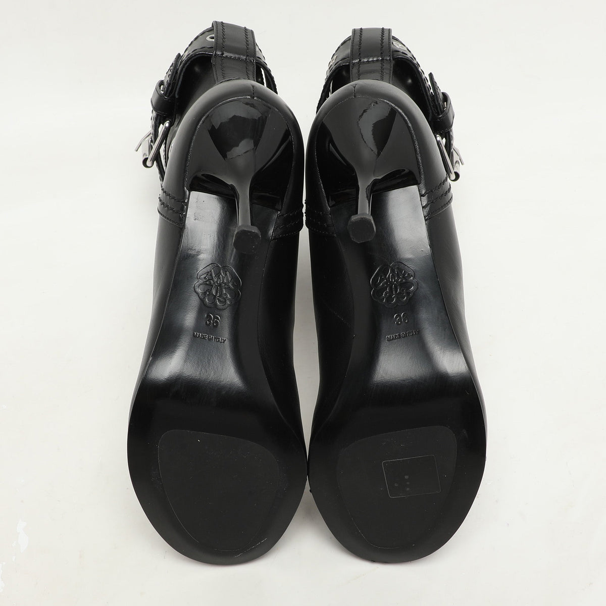 Alexander McQueen Black Leather Ankle Length Boots Size 36