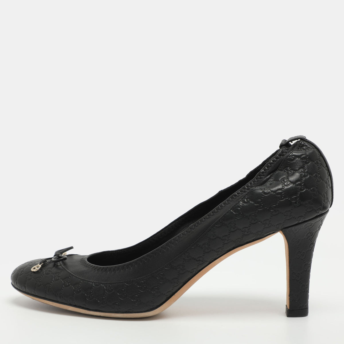 Gucci Size 41 Black Guccissima Leather Pumps