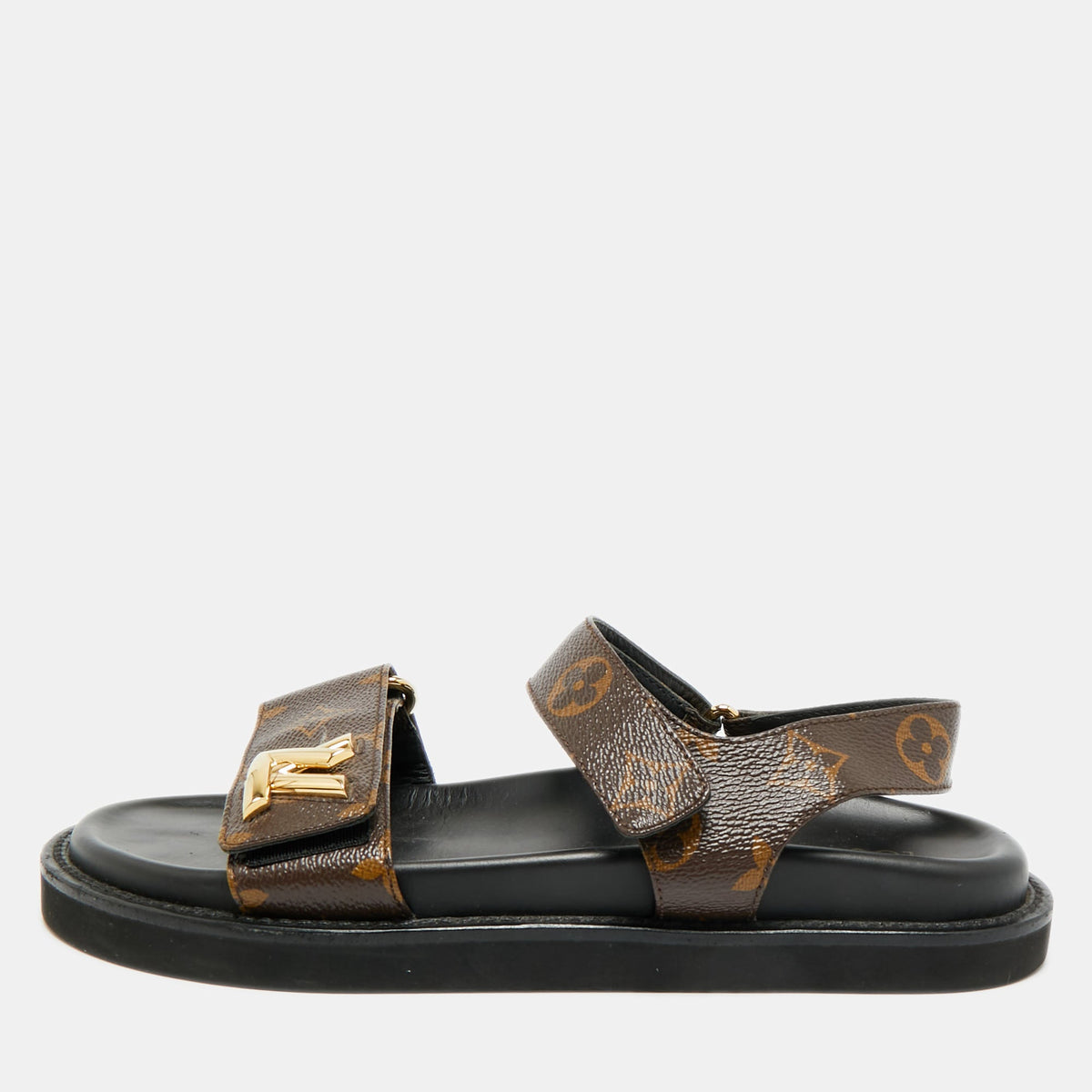 Louis Vuitton Sunset Size 38 Brown Coated Canvas Slingback Sandals