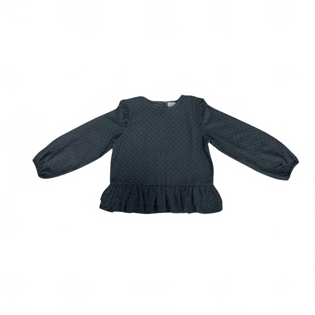 Women's 3D Dot Ruffled Bottom Top In Black