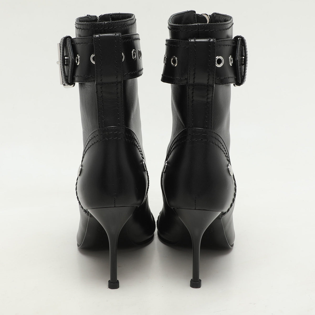 Alexander McQueen Black Leather Ankle Length Boots Size 36