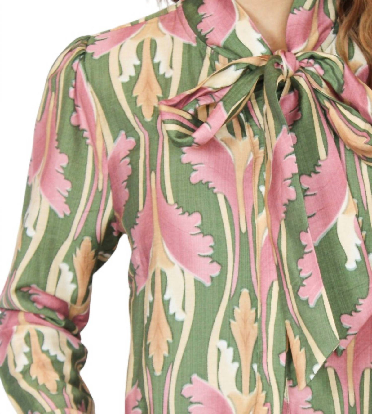 Paris Tie Neck Blouse In Floral