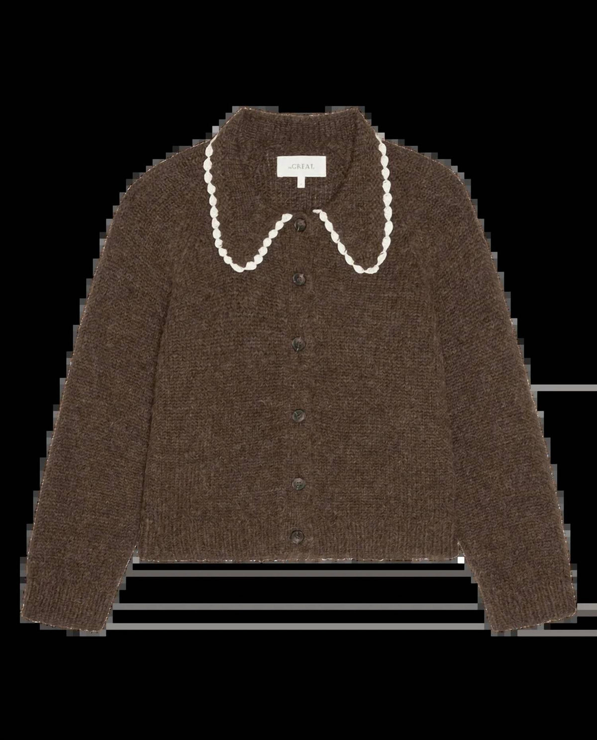 The Crochet Collar Cardigan In Chocolate Brown