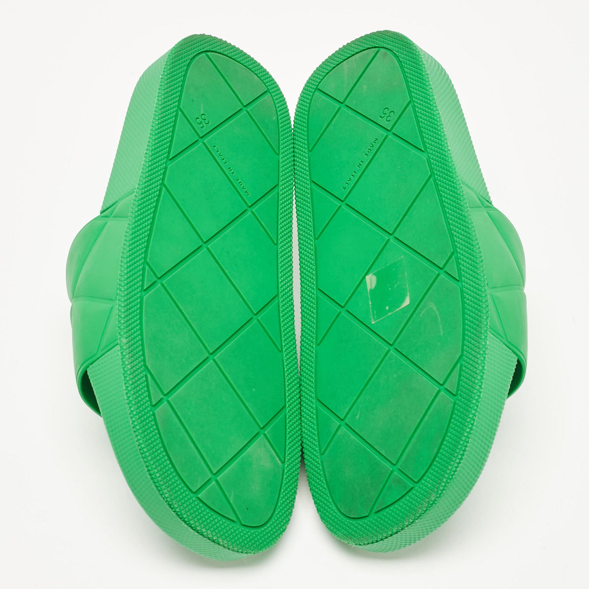Bottega Veneta Green Rubber Pool Slides Size 35