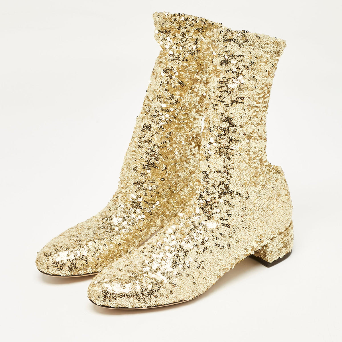 Dolce & Gabbana Size 36 Gold Mesh and Sequins Ankle Length Boots