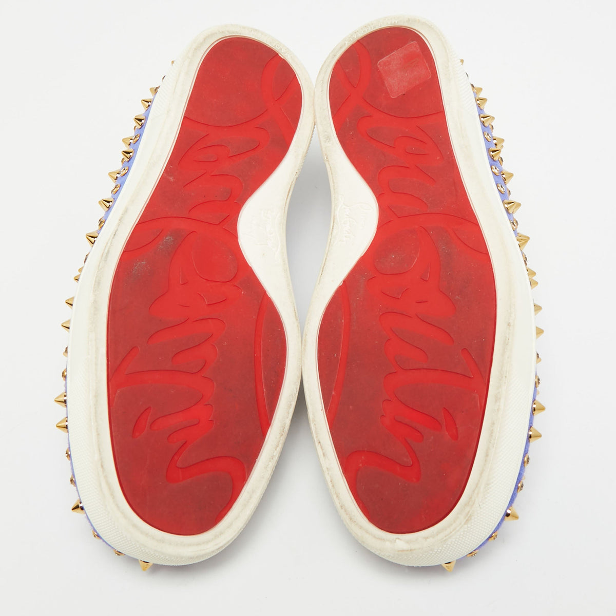Christian Louboutin Roller Boat Size 36.5 Blue Suede Slip On Sneakers