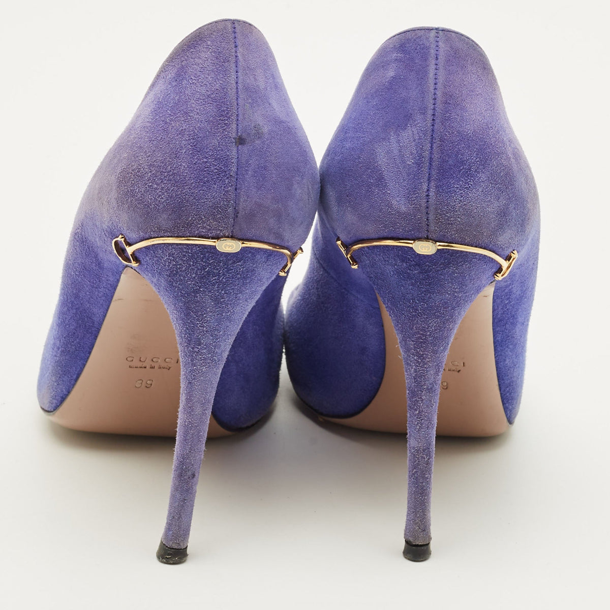 Gucci Size 39 Blue Suede Elizabeth Horsebit Pointed Toe Pumps