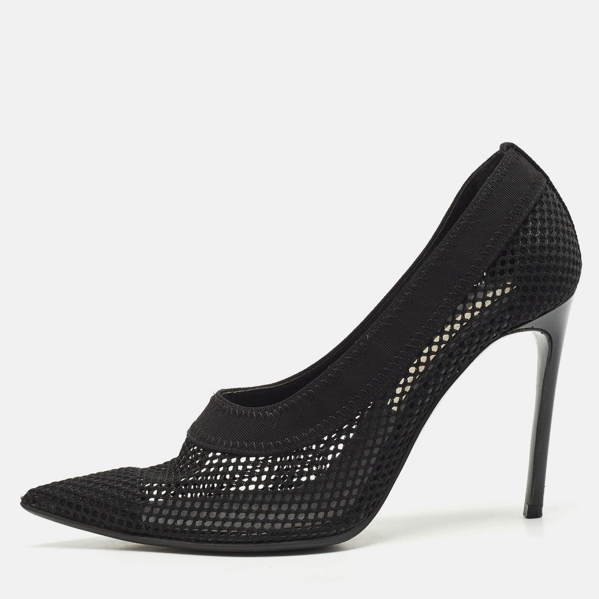 Stella McCartney Black Knit Mesh Pointed Toe Pumps Size 36