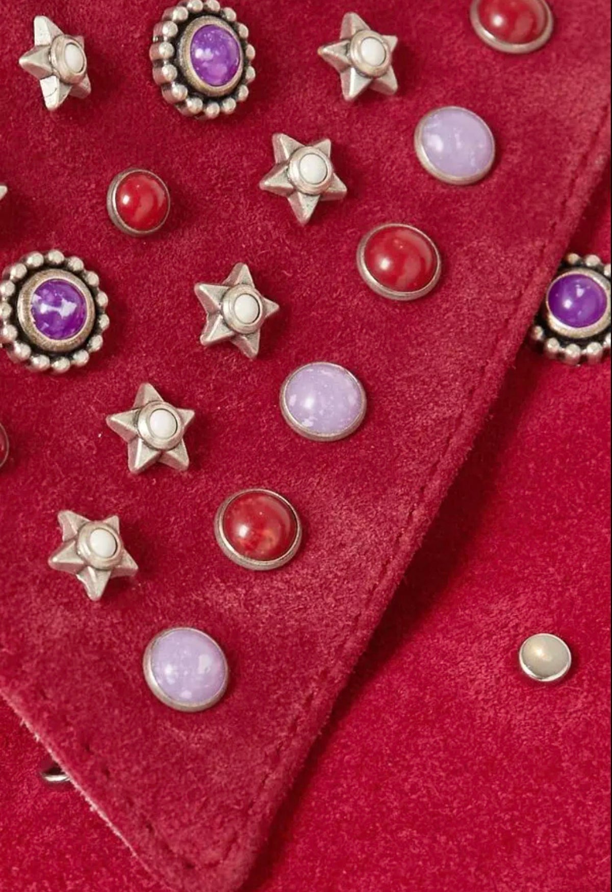 Bel Embellished Fringed Suede Jacket In Red