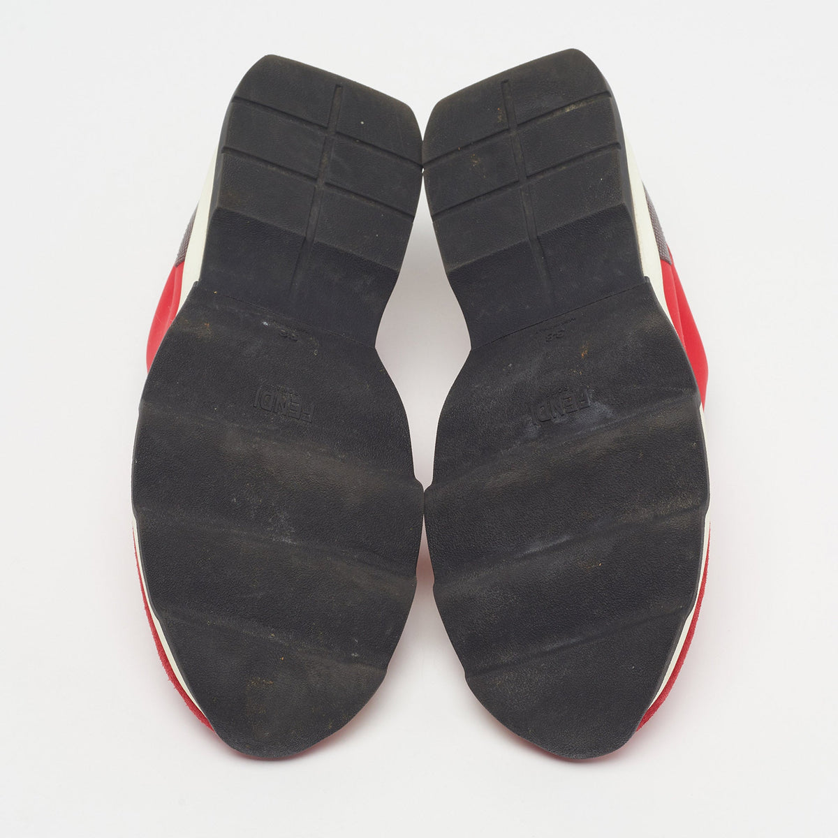 Fendi studded Size 38 Red Neoprene Suede Slip On Sneakers
