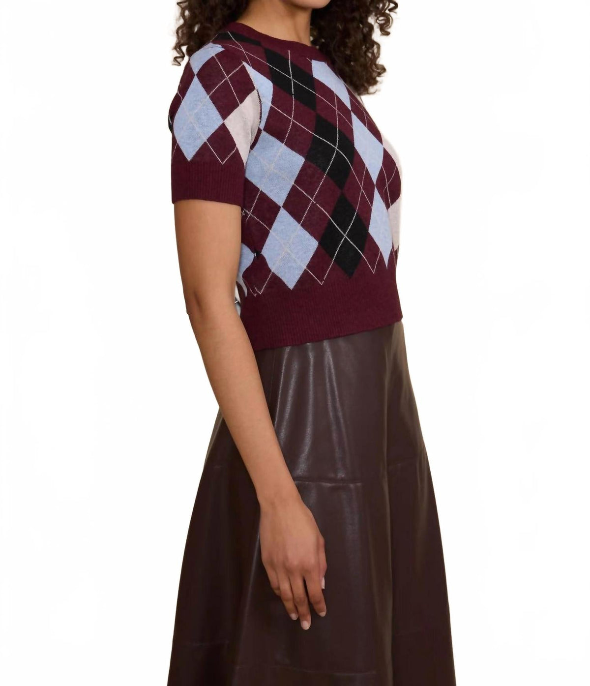 Women's Bria Argyle Knit Top In Burgundy Multi