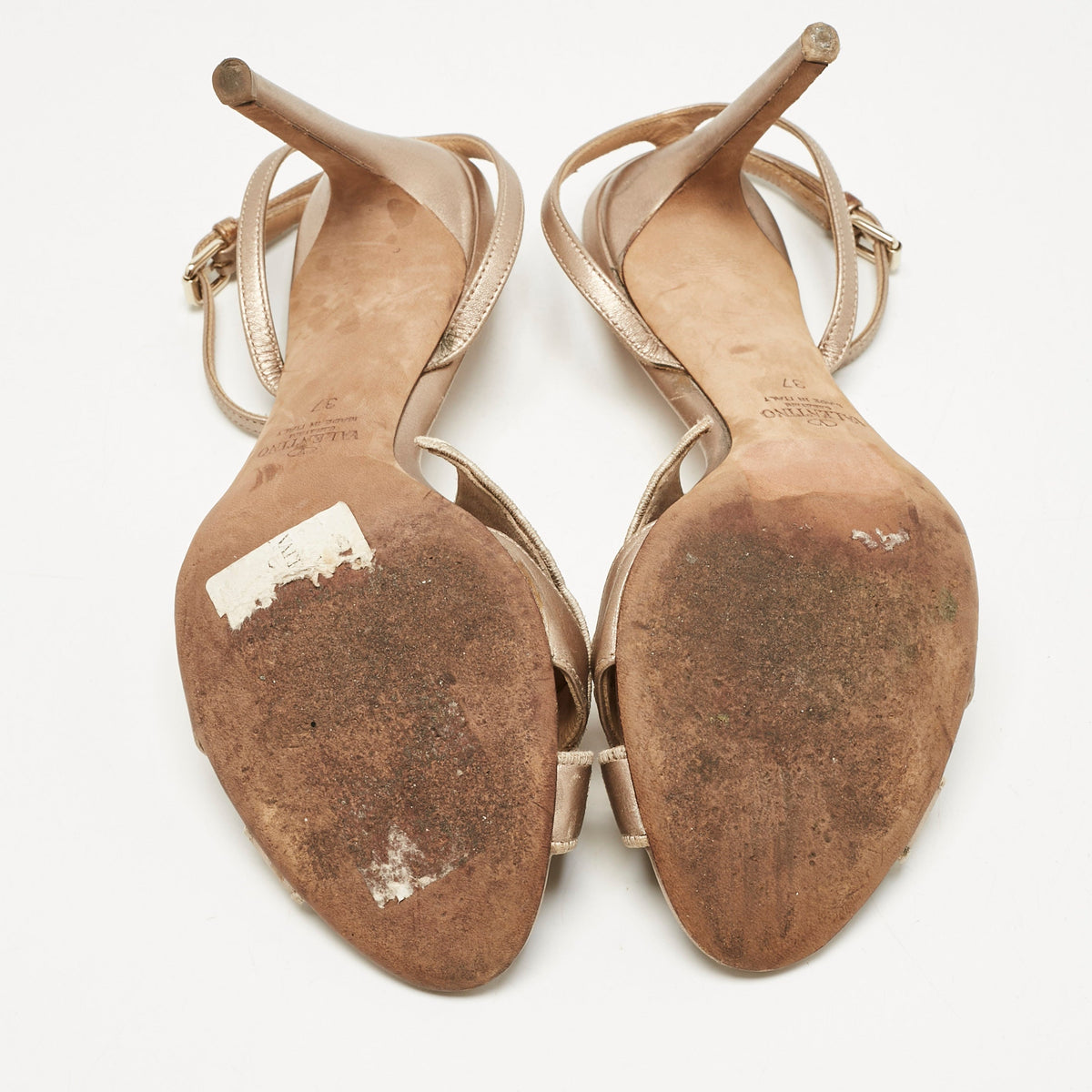 Valentino Gold  Leather Angelicouture Ankle Strap Sandals Size 37