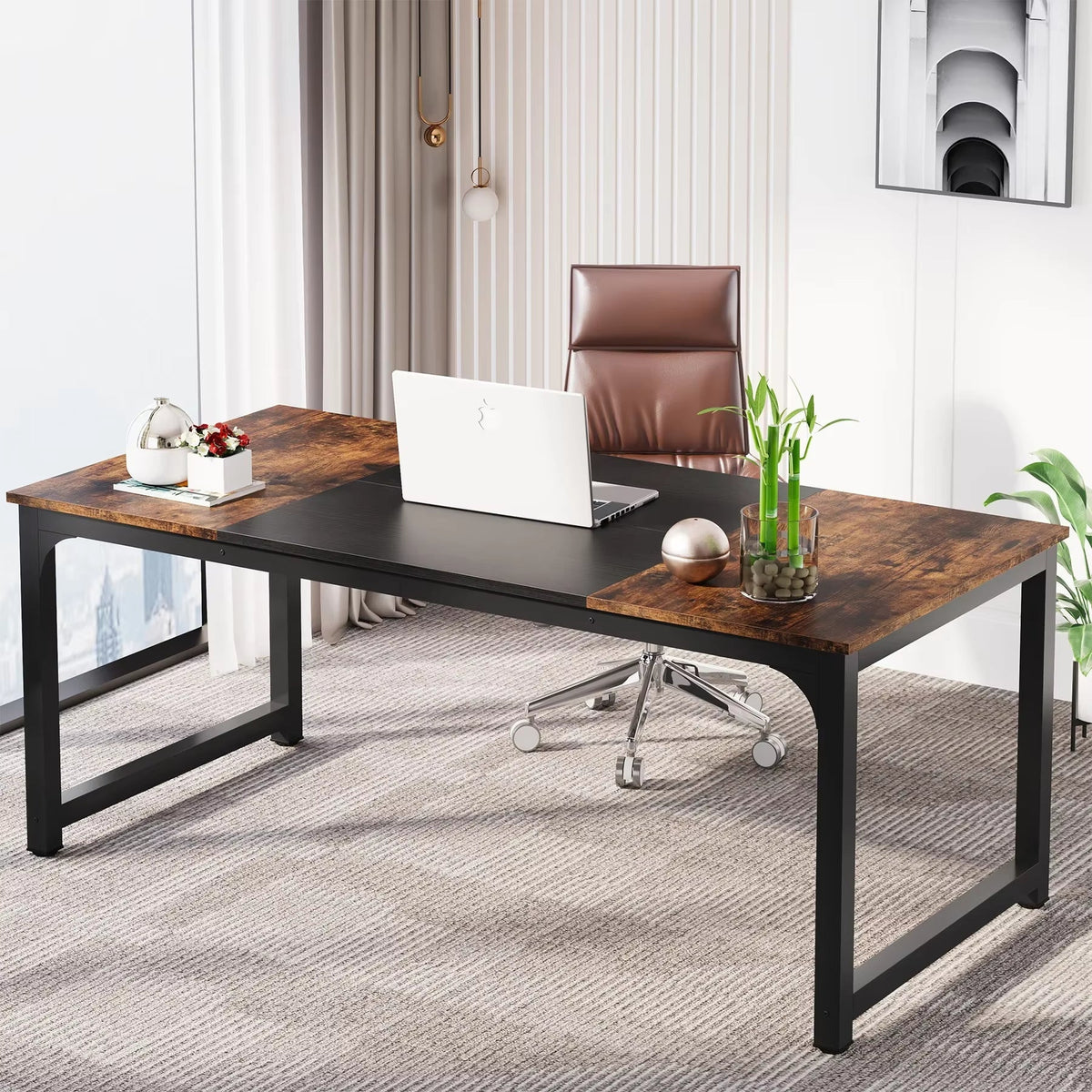 Contemporary Large Office Computer Desk - Versatile Workstation for Home and Study