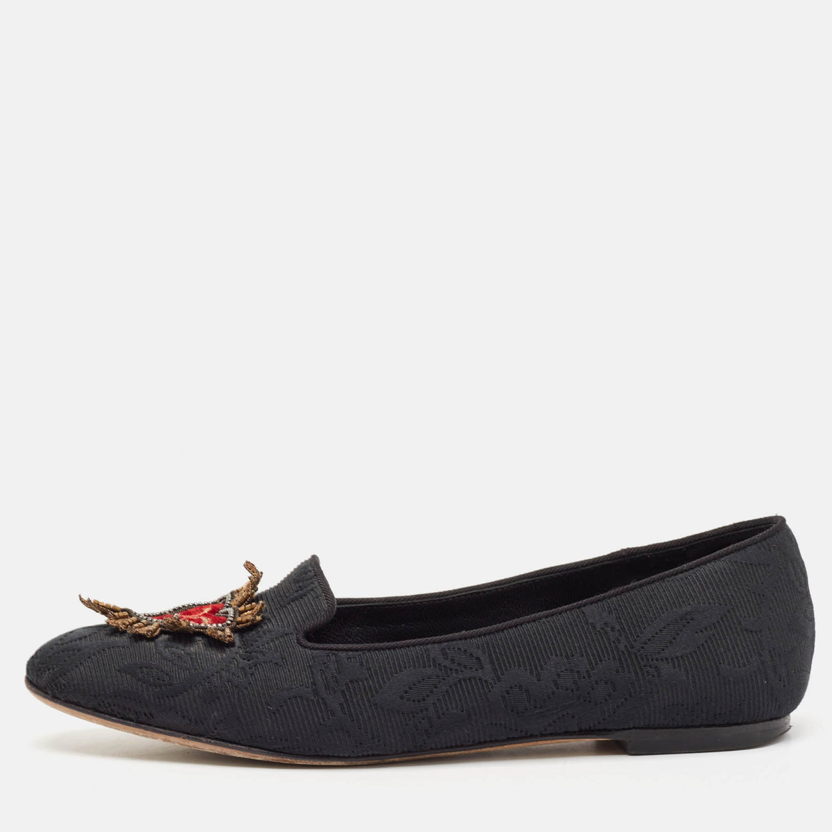 Dolce & Gabbana Black Jacquard Smoking Slippers Size 36.5